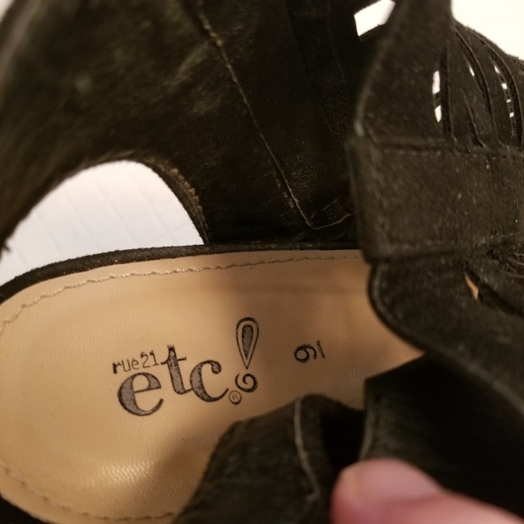 Rue 21 Etc Black Cut Out Slingback Peep Toe Chunky Platform Heels Size 9 Kayla - Picture 5 of 8